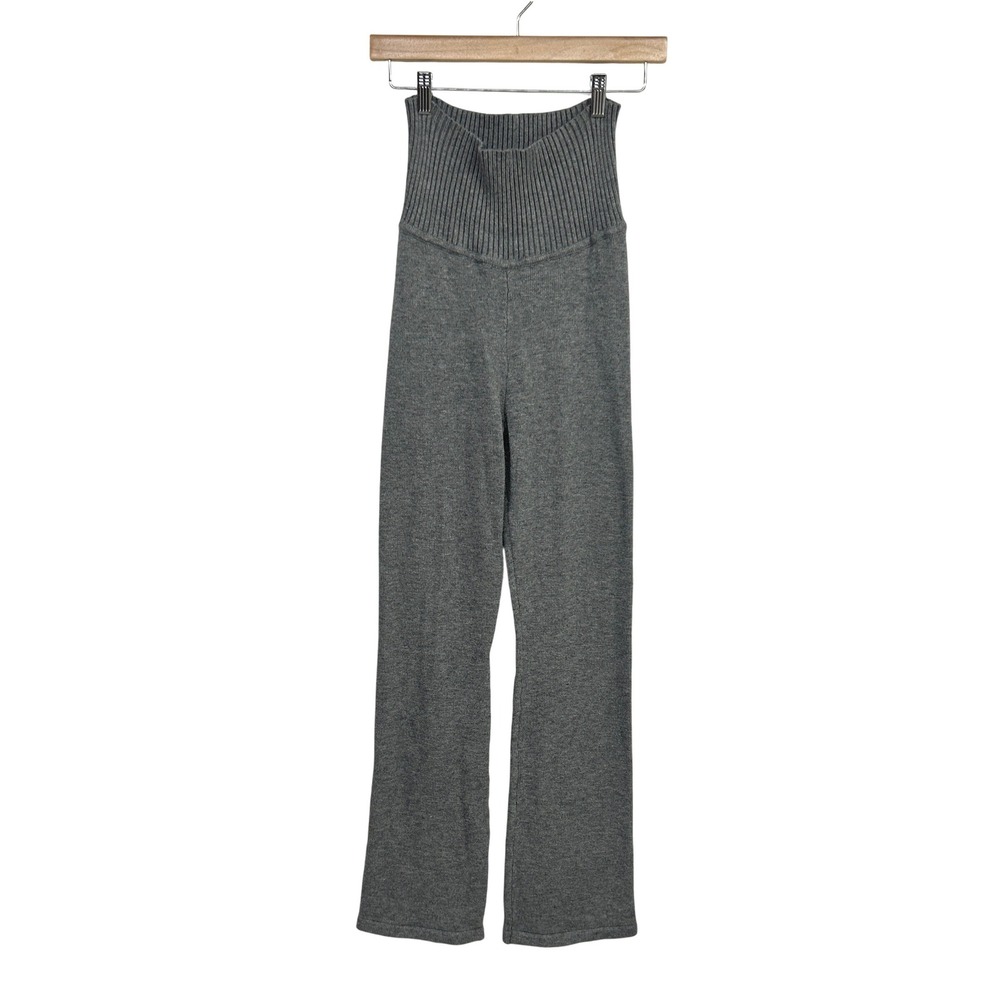 Aeropostale High Waisted Ribbed Knit Lounge Pants Small Gray Coquette Minimalist